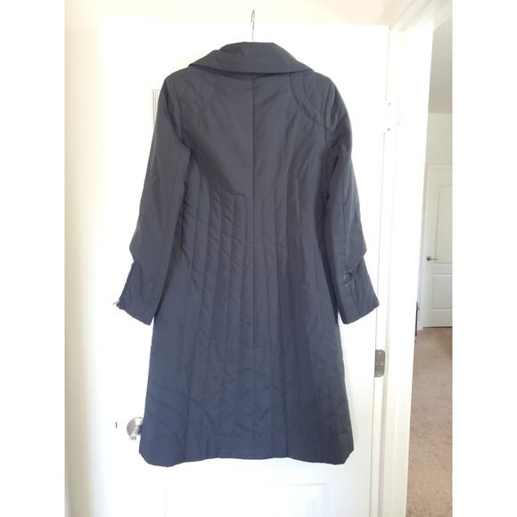 BCBGMAXAZRIA Long Black Quilted Midweight Minimalist Coat Jacket, Women's Medium - Picture 10 of 14